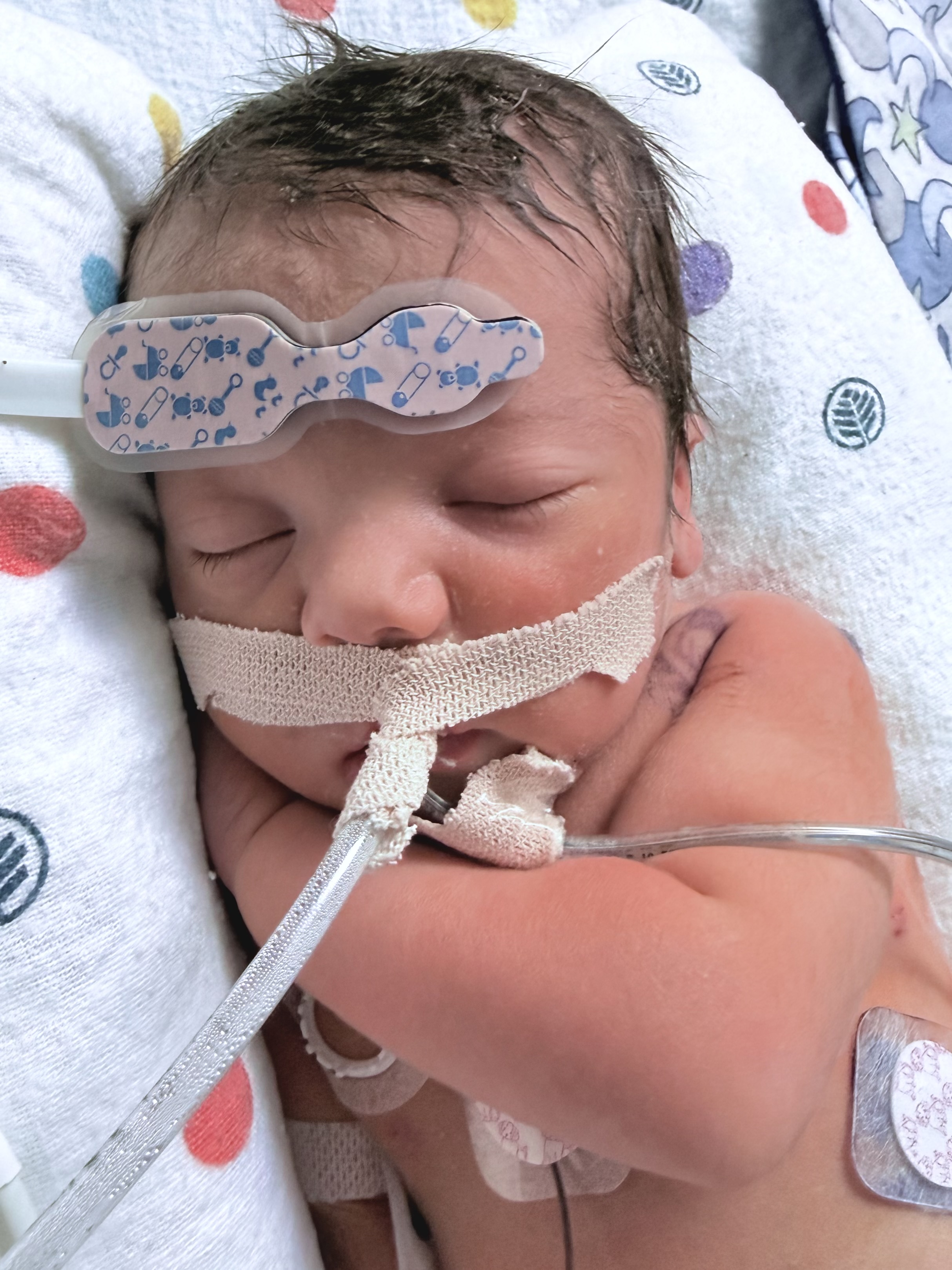 Samuel sleeping in the NICU