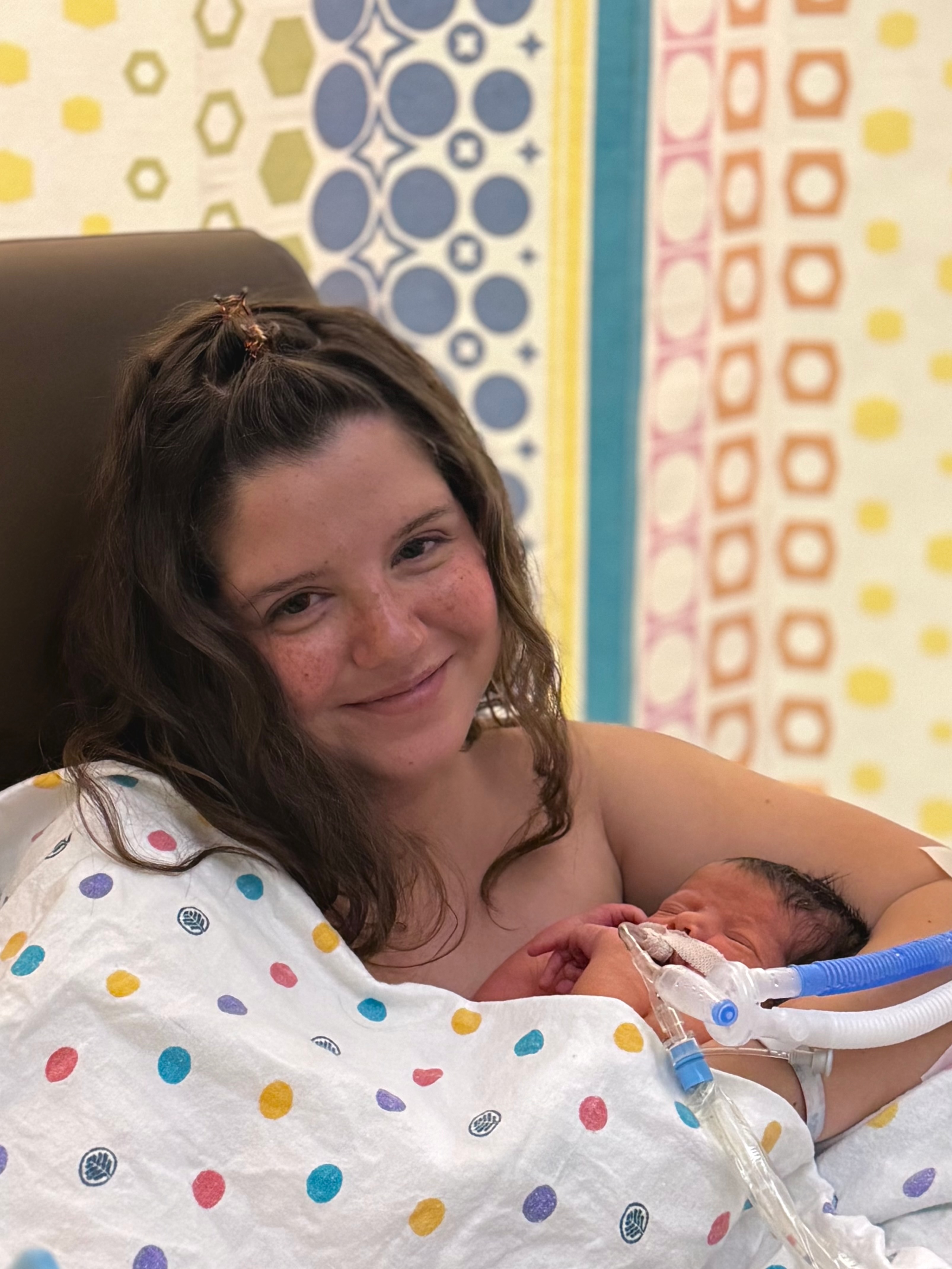 Adriana holding Samuel skin to skin